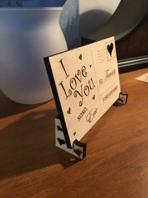 Wooden Postcard Love Design 2